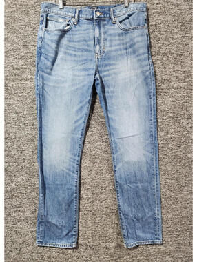 J.CREW FLEX Straight Fit Medium Wash Blue Denim Jeans Button Zip Stretch Men